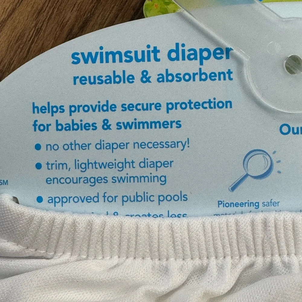 i play by Green Sprouts. Classic White Reusable Swim Diaper UPF 50+